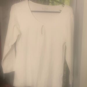 Chico's white Keyhole Long Sleeve Top